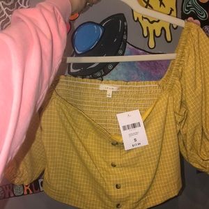 off the shoulder yellow forever 21 top